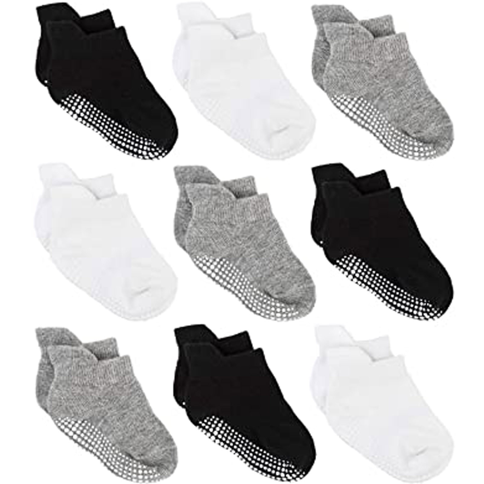 9 Pairs Baby Non Slip Grip Ankle SocksNon-slip Soles for Infants Toddlers Boy Socks 8 Years Old